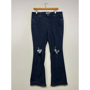 Boho Distressed A Beautiful Soul Womens 12 Dark Wash Flare Jeans 19399CH
